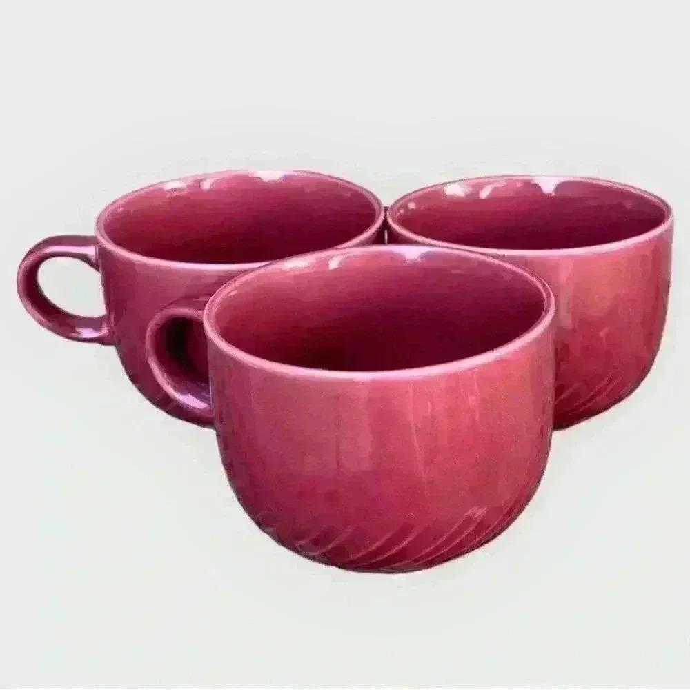 Set of 3 VTG RS Signed JAPAN Mauve Swirled Bottom Mugs